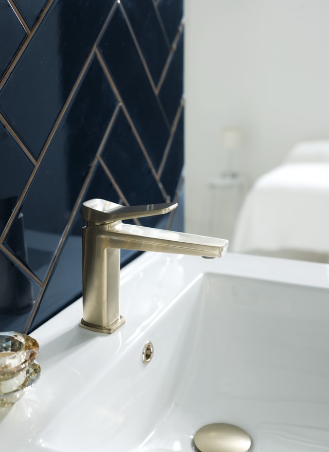 JTP Hix Range brushed brass basin mixer tap featuring contemporary design and premium finish - modern bathroom fixtures Essex