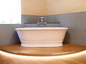 Victorian luxury bathroom design in Halstead Essex featuring freestanding bath in period property by Bowmans