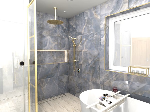 3D design render bath and shower view Brentwood CM13 luxury bathroom planning