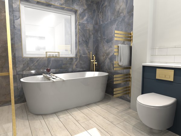 3D design freestanding bath view Brentwood CM13 luxury bathroom visualisation