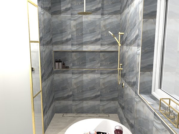 3D design wetroom and shower area Brentwood CM13 luxury bathroom visualisation