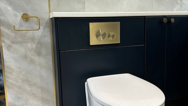 Wall hung toilet Roper Rhodes Paradigm in fitted furniture Brentwood CM13 bathroom