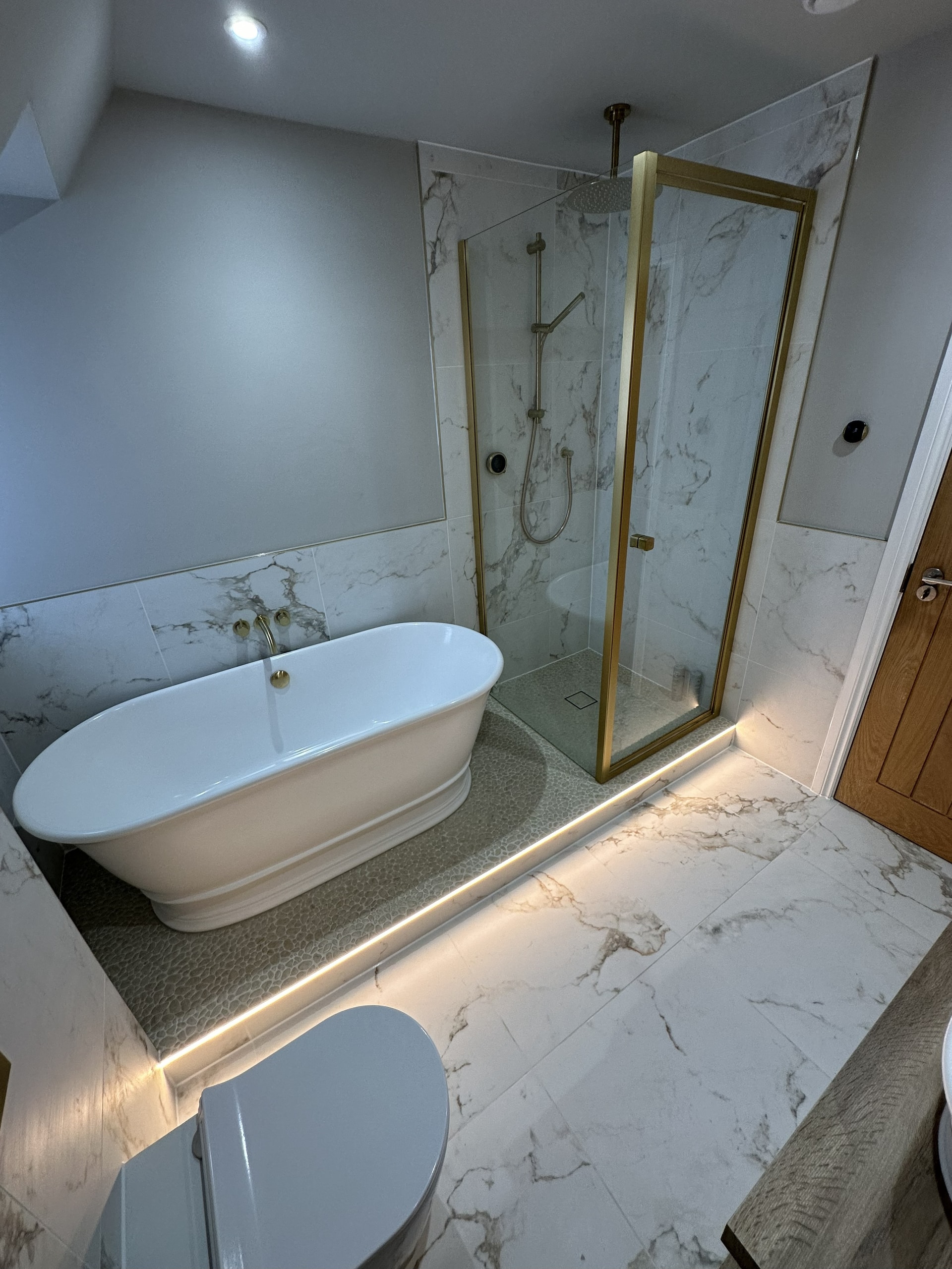 Luxury family bathroom Colchester CO1 with BC Designs bath and brushed brass