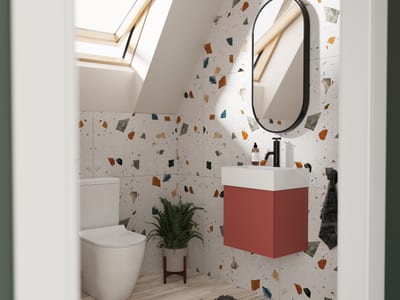 Cloakroom design with premium matt terracotta styling Essex Northamptonshire - Bowman Bathrooms